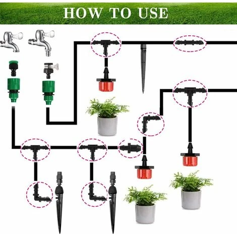 Gartenbewässerungssystem, Automatisches Bewässerungsset, 1/4-Zoll-Schlauchbewässerungsset-Anschluss Für Gewächshauspflanzen Im Garten, Gewächshaus, Gemüsebeet Und Rasen – Bild 4