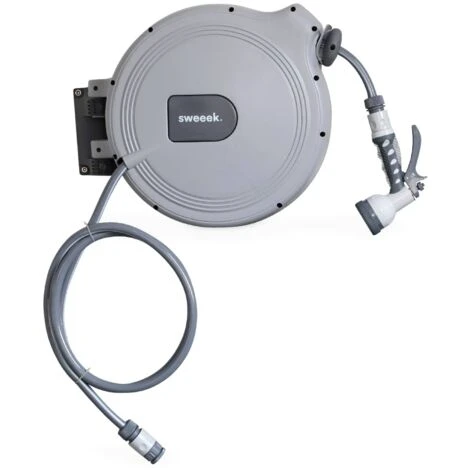 Automatische Gartenschlauchtrommel 30m, Wandtrommel Mit Gartenschlauch, Anschlussstück Und Spritzpistole Im Lieferumfang Enthalten – Bild 2