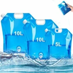 3er-Pack Faltbarer Wasserkanister Mit Wasserhahn, 2 X 10 L + 1 X 5 L, Tragbarer Trinkwasserkanister, BPA-frei, Faltbarer Wasserkanister Für Camping, Grillen, Picknick, Outdoor-Reisen (blau)